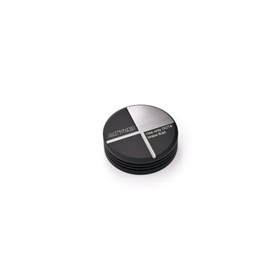 CNC-machined aluminum master cylinder tank cap in a double black & gray anodized finish. Re-use the OEM gasket / diaphragm. 
- Black / Gun-metal gray 
- Double anodized finish