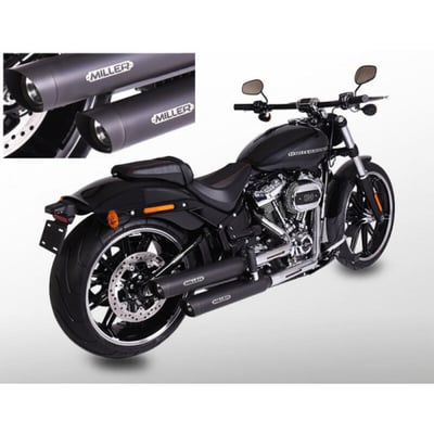 - Matte black stainless steel muffler set 
- With Slash Cut matte black billet aluminum end caps 
- With EC type approval (Euro 5 EC-ECE) 
- Includes EG/BE service card 
- With O2 sensor install hole 
- Muffler diameter 85mm 
- Mufflers & end caps come in a polished or extremely heat-resistant matte black finish
- End caps in 3 stylings 
- With removable dB killer 
- Includes catalytic converter 
- Includes installation hardware 
- Also approved for 35kw models 
- Made in Germany 
Slip-on stainless steel muffler set with EC type approval for the specific models as mentioned only. Street legal throughout the EU, for a no hassle ride but still providing the unmistakeable full H-D sound. On average and increase of +2-3HP and +3-4Nm or more can be expected. Modification of the ECU is not required. The dB killer is spot-welded in place. Compatible with the stock head pipes, making it a quick slip-on installation. Complete with all required installation hardware.

Note: The official CH certificate (DTC/FAKT) for Switzerland can be ordered separately with MCS# 719965 (extra charge).
For ordering the certificate, please have the information from the Swiss vehicle license ready.