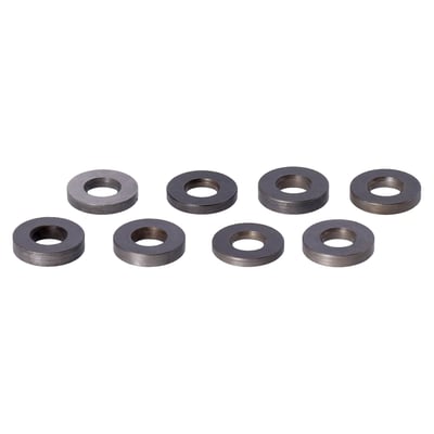 Steel breather valve thrust washer set from S&S. Kit includes .100", .110", .120", .130", .140", .150", .160" and .170" sized spacers. These thrust washers fit all S&S breather valves. Identical to L77-99 OEM style (large hole) replacement spacers. 

Note: Steel breathers require steel breather valve spacers. Plastic breathers require plastic spacers. Do not intermix steel and plastic parts.

