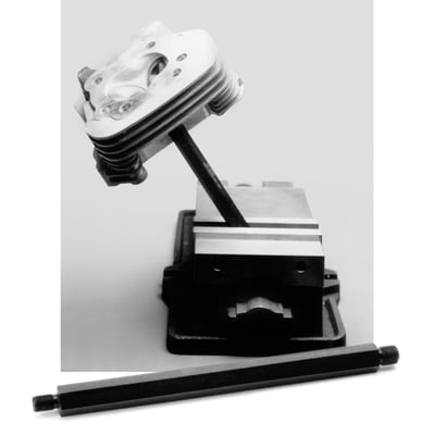 With 12 & 14mm threaded ends. Used to help hold the cylinder head firmly in a workbench vice, through the spark plug hole, to aid in servicing / overhaul work.