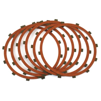 Includes 6 friction discs. 
Sold as set. Red Eagle material bonded onto a lightweight backing plate. Red Eagle is standard replacement clutch friction plate set that offer excellent quality, heat resistance and endurance for a reasonable price for stock style motorcycles. Red Eagle is Alto's the best sold clutch material for a reason, just ask anyone who has worked with or has ridden a bike in which a set of these Alto clutch plates were installed. 
OEM replacement reference 37930-84A and 37931-84