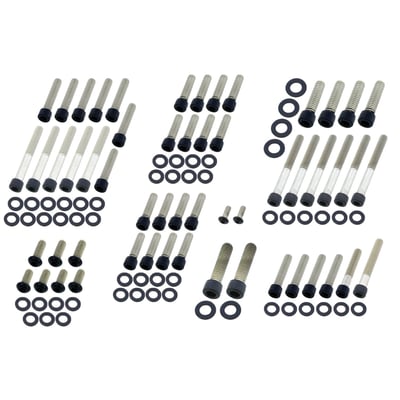 Matte black. Socket head (allen head) engine bolt kit. Stainless steel.