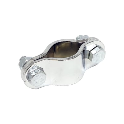 1" (25.4mm) diameter. Two-piece design allows easy and sturdy installation to frame tubes and can be used with P-clamps to support headers or mufflers or any other custom applications where welding is not desired.