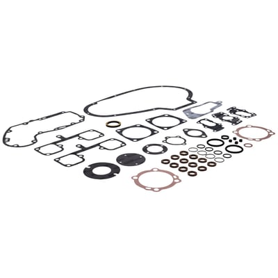 No oil seals included. 
3-3/16" bore. 
With 0.5mm (.020") copper cylinder head gaskets, 0.75mm (.030") reinforced fiber cylinder base gaskets. 
Includes 1.5mm (.060") thick AFM (Aluminum Foamet Material) primary cover gasket. 
Otherwise complete with all gaskets, O-rings and primary gaskets required for a complete engine overhaul.
OEM replacement reference 17024-71 gasket kit (which had various additional parts to cover all 71-85 XL1000 models). 