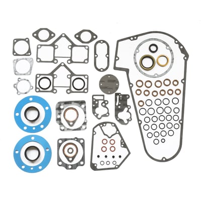 3-7/16" (1200) & 3-1/2" (1340) bore. 
With 1mm (.040") thick Blue PTFE coated paper cylinder head gaskets and 0.75mm (.030") fiber reinforced paper cylinder base gaskets. 
Complete with all gaskets, O-rings, seals and primary gaskets required for a complete engine overhaul. 
OEM replacement reference 17029-70. 