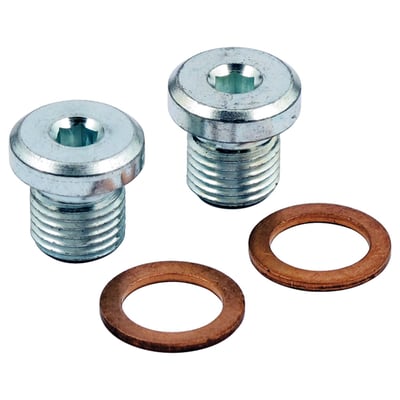 Zinc plated steel. Fits 12mm x 1.25 sensor bungs. Required with non-O2 (oxygen) sensor equipped models that have an exhaust system installed with 12mm threaded sensor bungs. Used when O2 sensors are no longer required.