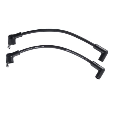 Black. Direct replacement upgrade 8.65mm performance wire set. Precision manufactured from premium components and USA made. 
- 8.65mm Premium MAG plug wires 
- Class E tempered silicone outer jacket 
- EPDM inner wire insulation for dielectric strength 
- Latex silicone layer enhances conductive efficiency and core stability 
- Premium 500 ohm stainless steel wire "MAG" wound core provides unmatched strength and high temperature durability 
- Operating temperature resistance exceeds 450°F (232 °C) 
- RFI and EMI suppression 
- Made in the USA, ISO 9001-2008/TS16949 certified. 
OEM replacement reference 70187-82A, 32090-98.