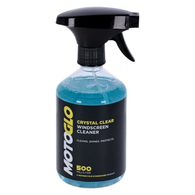 Effectively removes dirt, road grime, bugs, and bird droppings, with a streak-free result. Formulated from a sustainable eco-formula, Crystal Clear windscreen cleaner buffs-off easily to provide exceptional clarity with a rain-repellent hydrophobic coating. No skin irritation and safe to use on all types of plastics, windscreens, lights, and all other motorcycle surfaces. 
Sold in box of 4.
