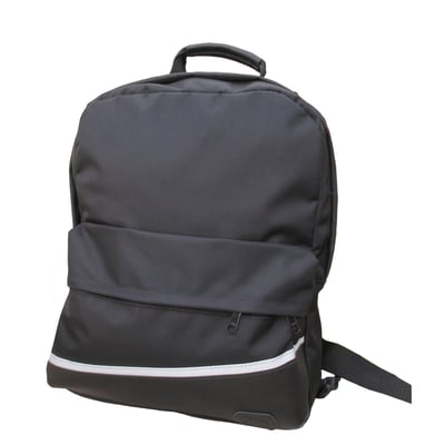 A holder is fixed on the black rucksack / sissy bar bag. 
The back can be securely tightened to the sissybar with a strap. 
Approx dimensions: 20 x 30 x 13 cm