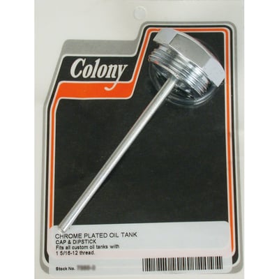 Custom 1-5/16"-12 threaded. Chrome plated. Reproduction style for 36-54 style horseshoe oil tanks, but with other (custom) threads. Hex style cap with a shallow dome.