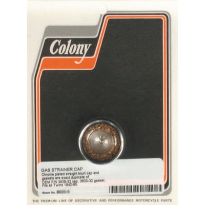 Chrome plated Striped Straight 42-65 style. 
Exact reproduction or the original item. 
OEM replacement reference 3629-32 cap & 3633-32 gasket. 
Note: 989831 brass (32-38 diamond knurled style) and 989832 chrome/929863 zinc (42-65 straight style) caps are identical. Difference is found in the styling only. 