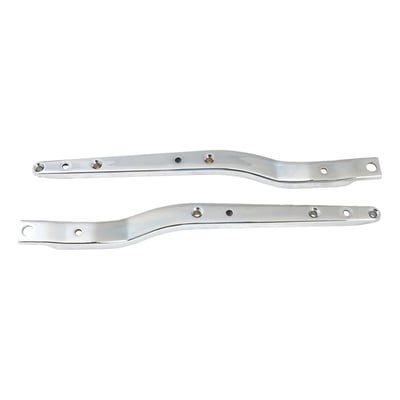 OEM style replacement chrome plated die-cast aluminum fender supports. 
OEM replacement reference 59950-89 and 59951-89