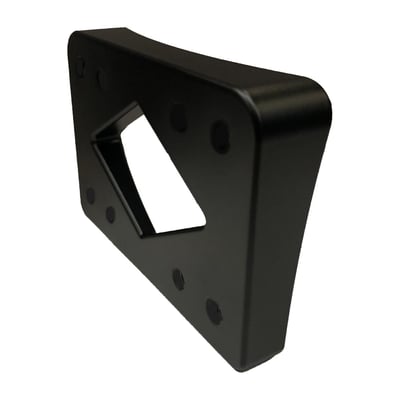 Small 11.5° angle. 
Matte black powder coated CNC machined billet aluminum license plate mounting block. 
Designed to give either the license plate frame or license plate an mount angle downwards or upwards. This 'small' version gives a small angle for use with longer fenders. Obviously, when rotating the license plate mount block 180° you'll have either a more downwards, for improved rear visibility, or a more upwards angle for a more 'lay down' style license plate. Fits over the hole from the original up to 2018 lay down H-D taillight but is also perfect for many custom or non H-D applications.