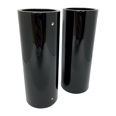 Manufactured from CNC machined billet aluminum. Gloss black painted with a clear coat finish. Ready to provide a blackout look and give a massive muscle bike stance. Fits the stock 49mm fork tubes, outside diameter of the cover is is 55mm which will accept a wide range of fairing clamps. 
Note: Matching upper fork covers are sold separately. 
Note: See 993569 for the matching lower fork cover set and 993570 for the matching fork tube cap set. 