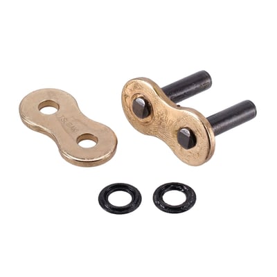 Pin link (PL sp) with straight pin and soft pinhead. 
- Gold colored link plates 
- Hollow rivet link for easy installation with industry standard tools 
- Standard replacement rivet style master link for RQ2 530 chains 