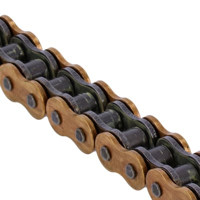 A third generation series, developed to meet the demand of OE-engineers for a light running, long lasting chain with high tensile strength, for current high performing machines. TX4 seal rings keep lubricant in and dirt out of the inner parts. Sleek design with gold coloured link plates distinguishes its appearance.