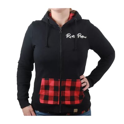 The Rusty Piston zip hoodie brings together leisure and style for women. Featuring a cozy fleece lining, this zip-up hoodie is perfect for casual comfort. Adjust the hood with drawstrings for a personalized touch. Embrace the Rusty Pistons rider spirit with patches on the chest and back, showcasing your love for the open road. A classy Rusty Pistons leather patch on the bottom hem adds authenticity. Ribbed knit detailing on the sleeves and bottom hem completes the look, providing a snug fit. Whether you're on the go or enjoying downtime, the Rusty Piston zip hoodie effortlessly combines fashion and comfort, making it a must-have for the modern woman with a passion for style and adventure.