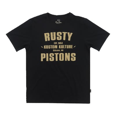Do you love the smell of gasoline? Do you like old good carburetors? Listen to the old times music, live in the style of the culture of the first half of the 20th century and want to wear just like these crazy goodfellas and gals want to vary and wear "different" clothing. Welcome to Rusty Pistons! This t-shirt is made of 100% selected cotton and has a fashionable tapered cut that flatters your figure and a round ribbed neckline that feels smooth on your skin. The t-shirt features a print on the chest of a cool design and a 3D round Rusty Pistons logo on the back that shows off your brand loyalty. The sleeve ends and bottom hem have double seams for extra strength and the neck tape is reinforced with suede soft material and Rusty Pistons logo. The Rusty Pistons t-shirt is the perfect choice for any occasion, whether you are hitting the road, hanging out with friends or relaxing at home.