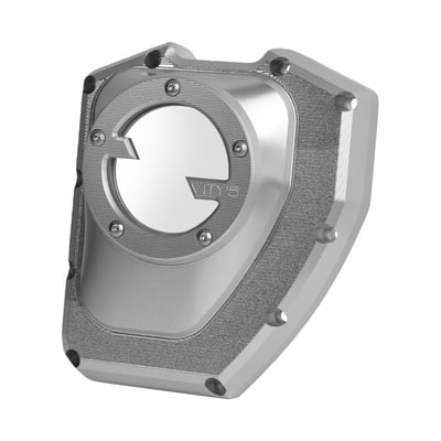 Silver anodized finish. 
CNC machined billet aluminum construction. With 'see-through' translucent polycarbonate window. Fits as a direct upgrade replacement for the stock cam cover with precision manufacturing for a perfect fit and finish. Perfect to style match with other Vity's Design products. 
Note: Reuse OEM mounting hardware. Gasket cam cover to engine is not included. 