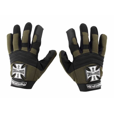 The WCC Pay up Suckers are sturdy gloves with on top of the gloves the iconic WCC logo. The inside palm features the pay up sucker logo. The gloves have a special touch screen area for your phone but be careful while riding.