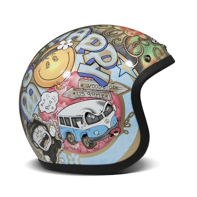 Embrace the fusion of classic style and modern functionality with the DMD Retro helmet, a nod to the iconic 70's design. This helmet isn't just a protective gear but a statement piece, crafted for those who dare to stand out. With its ECE 22.06 approved fiberglass shell available in three sizes, it offers a snug fit. The helmet is bluetooth ready, features integrated snaps for visors, and boasts a luxurious, washable lining with Velcro for a custom fit. Secured with a padded chin strap and a reliable Double D-ring closure, this helmet is the perfect blend of vintage charm and contemporary comfort.