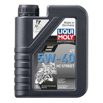 Language label D-booklet. 
100% synthetic engine oil. Quality oil for allround street use for all motorcycles requiring a synthetic motor oil. Developed for air- and water-cooled 4-stroke engines, exposed to normal to extreme conditions Can be used with or without wet clutch. Safe with catalytic converters. 
- Performance level: API SN PLUS, JASO MA2 
- outstanding engine cleanliness 
- excellent shear stability 
- low oil consumption 
- excellent for wet clutches 
- high wear resistance 
- catalytic converters tested 
- optimal aging stability 
- optimum lubrication under all conditions 