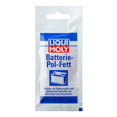 Language label D.
Used to protect battery terminals and electrical contacts from corrosion and oxidation. Made from special grease based on lime soap. Compatible with plastics. Just clean components and treat the surface with battery terminal grease after joining the contacts. Ensures excellent current flow, reliable starting, bright lighting, maximizes battery life and helps prevent current leakage. Helps prevents acid damage and is compatibility with plastics. Prevents the contact resistance from increasing during operation and ensures lower loss than with untreated contacts.
- Labeling according to DIN 51502 K2G-30
- Operating temperature range: –30 °C to +100 °C
- Especially advised for battery terminals and connections in modern electronic systems
- Helps ensures a good electrical contact