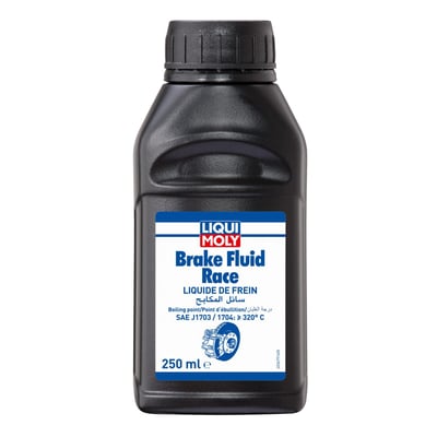 Synthetic brake fluid for extreme operating conditions. Contains inhibitors to prevent the corrosion of metallic brake components and reduce oxidation at increased temperatures. Outstanding wet and dry boiling point, ensuring safe braking even after the absorption of some moisture over a period of use. Special additives help prevent the build-up of vapor bubbles. Well-suited for use with all disk and drum brake systems, as well as clutch systems for which a synthetic brake fluid of this quality is prescribed. Specifications & approvals: FMVSS 116 DOT 3, FMVSS 116 DOT 4, FMVSS 116 DOT 5.1, ISO 4925 Class 3, ISO 4925 Class 4, ISO 4925 Class 5.1, SAE J 1703, SAE J 1704. 
Note: For road use Racing Brake Fluid must be changed completely after 12 months maximum. 
Note: Brake fluid is hygroscopic (attracts water) and must be kept in sealed containers. 
- Suitable for use in ABS brake systems 
- Can be used with all conventional brake fluid bleeding devices 
- Can be mixed with other synthetic brake fluids 
- Excellent elastomer compatibility 
- Excellent low temperature behavior 
- Extremely high wet and dry boiling points 
- Outstanding protection against the formation of steam bubbles 
- Assures a high degree of lubricating action on all moving components in the hydraulic brake circuit 
- High thermal stability 
- Excellent viscosity/temperature properties 
- ERBP > 320 °C SAE J1703/1704 
- ERBP, wet > 195 °C FMVSS 116 