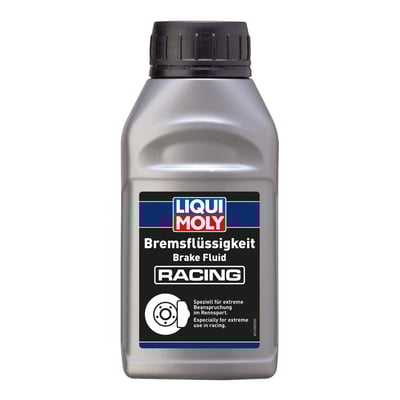 Language label D-GB. 
Synthetic brake fluid for extreme operating conditions. Contains inhibitors to prevent the corrosion of metallic brake components and reduce oxidation at increased temperatures. Outstanding wet and dry boiling point, ensuring safe braking even after the absorption of some moisture over a period of use. Special additives help prevent the build-up of vapor bubbles. Well-suited for use with all disk and drum brake systems, as well as clutch systems for which a synthetic brake fluid of this quality is prescribed. Specifications & approvals: FMVSS 116 DOT 3, FMVSS 116 DOT 4, FMVSS 116 DOT 5.1, ISO 4925 Class 3, ISO 4925 Class 4, ISO 4925 Class 5.1, SAE J 1703, SAE J 1704. 
Note: For road use Racing Brake Fluid must be changed completely after 12 months maximum. 
Note: Brake fluid is hygroscopic (attracts water) and must be kept in sealed containers. 
- Suitable for use in ABS brake systems 
- Can be used with all conventional brake fluid bleeding devices 
- Can be mixed with other synthetic brake fluids 
- Excellent elastomer compatibility 
- Excellent low temperature behavior 
- Extremely high wet and dry boiling points 
- Outstanding protection against the formation of steam bubbles 
- Assures a high degree of lubricating action on all moving components in the hydraulic brake circuit 
- High thermal stability 
- Excellent viscosity/temperature properties 
- ERBP > 320 °C SAE J1703/1704 
- ERBP, wet > 195 °C FMVSS 116 