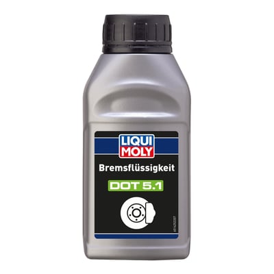 Language label D. 
Synthetic brake fluid based on glycol ethers, alkyl polyglycols and polyglycol esters. It contains inhibitors to prevent the corrosion of metallic brake components and to reduce oxidation at increased temperatures. Specially developed to extend the operating life of components in the hydraulic brake and clutch systems. Excellent wet and dry boiling point, thus ensuring safe braking even after the absorption of some moisture over an extended period of use. Special moisture scavengers help to prevent against the formation of steam bubbles. Specifications & approvals: FMVSS 116 DOT 3 • FMVSS 116 DOT 4 • FMVSS 116 DOT 5.1 • ISO 4925 Class 3 • ISO 4925 Class 4 • ISO 4925 Class 5.1 • SAE J 1703 • SAE J 1704. 
Note: Brake fluid is hygroscopic (attracts water) and must be kept in sealed containers. 
- Suitable for use in ABS brake systems 
- Excellent viscosity/temperature properties 
- High thermal stability 
- Assures a high degree of lubricating action on all moving components in the hydraulic brake circuit 
- Outstanding protection against the formation of steam bubbles 
- Excellent elastomer compatibility 
- Excellent low temperature behavior 
- Can be used with all conventional brake fluid bleeding devices 
- Can be mixed with other synthetic brake fluids 
- High wet and dry boiling points 
- ERBP > 260 °C ISO 4925.6.1 
- ERBP, wet > 180 °C ISO 4925.6.1 