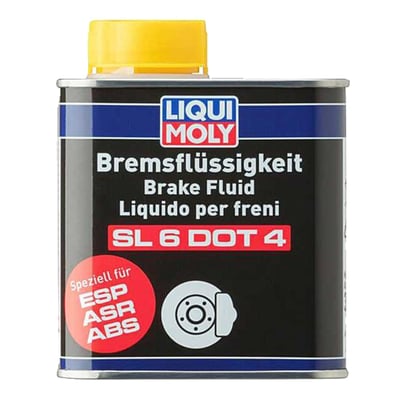 Synthetic brake fluid based on glycol ethers and their boric acid esters. Contains effective corrosion inhibitors and antioxidant additives. Specially developed to extend the operating life of components in the hydraulic brake and clutch systems. High boiling point and wet boiling point, thus ensuring safe braking even after the absorption of some moisture over an extended period of use. Special moisture scavengers help prevent the formation of steam bubbles. Well-suited for use with hydraulic brake and clutch systems in vehicles for which a synthetic brake fluid is prescribed. With its low low temperature viscosity, this brake fluid is especially suitable for brake systems equipped with modern safety systems such as ESP/DSC, ABS and/or ASR / TCS. Specifications & approvals: FMVSS 116 DOT 3 • FMVSS 116 DOT 4 • ISO 4925 Class 6 • SAE J 1703 • SAE J 1704. 
Note: Brake fluid is hygroscopic (attracts water) and must be kept in sealed containers. 
- Excellent viscosity/temperature properties 
- High thermal stability 
- Assures a high degree of lubricating action on all moving components in the hydraulic brake circuit 
- Outstanding protection against the formation of steam bubbles 
- Excellent elastomer compatibility 
- Excellent low temperature behavior 
- ESP/DSC, ABS and/or ASR / TCS compatible 
- Can be mixed with other synthetic brake fluids 
- High wet and dry boiling points 
- ERBP ≥ 260 °C 
- ERBP, wet ≥ 165 °C 