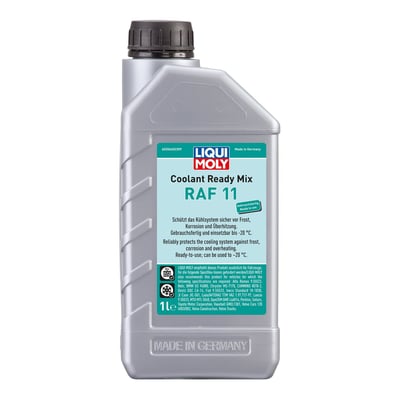 Language label D-GB.
Premixed coolant based on ethylene glycol. Contains no amines, nitrates or phosphates. For extended change intervals, outstanding corrosion protection and overheating protection. For all cooling systems and engines that require cooling system protection of this quality.
- Ready for use
- Based on ethylene glycol with inhibitors
- Color blue/green
- Frost protection < -20 °C