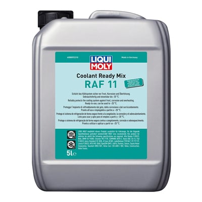 Language label D-GB-I-E-P.
Premixed coolant based on ethylene glycol. Contains no amines, nitrates or phosphates. For extended change intervals, outstanding corrosion protection and overheating protection. For all cooling systems and engines that require cooling system protection of this quality.
- Ready for use
- Based on ethylene glycol with inhibitors
- Color blue/green
- Frost protection < -20 °C