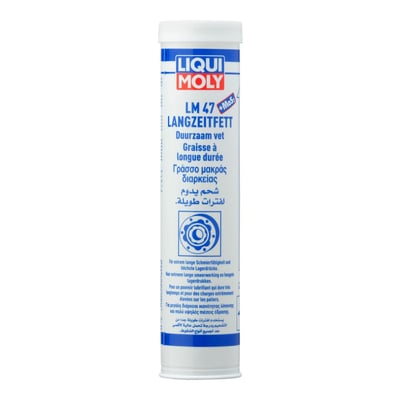 Language label D-NL-F-GR-ARAB.
400 gram grease cartridge.
High-grade special grease. The MoS2 content provides the selected base grease with outstanding lubricity and high-performance properties that normal grease does not have. During operation, a permanently adhering, ultra-thin molybdenum disulfide film forms at the sliding surfaces. This film retains its lubrication properties for a long time even after the grease supply completely fails. Extremely long-lasting lubrication properties, can be delivered by central lubrication systems. Used in assembly, maintenance and repair of vehicles, machine tools, construction, agricultural and printing machinery. For heavily loaded bearings and joints, spline shafts, threads and guides. For constant velocity drive joints.
- labeling DIN 51502 KPF2K-30
- Operating temperature range: –30 °C to +120 °C, short term up +130 °C
- distinctive high-pressure characteristics
- increases operational reliability
- good corrosion protection
- especially resistant to cold and hot water
- outstanding lubricating action
- highest load-carrying capacity
- high resistance to aging
- can be delivered by centralized lubrication systems
- friction and wear reducing
- universal application
- economical