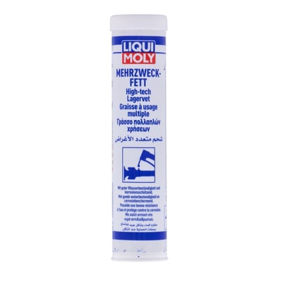 Language label D-NL-F-GR-ARAB.
400 gram grease gun cartridge.
Lithium soap grease for lubricating plain and roller bearings under normal loads and normal to high temperatures. Good water resistance. Suitable as a universal grease for motor vehicles and for general machine lubrication. Carefully selected raw materials and additives guarantee good long-term lubrication. Suitable as universal lubricating grease in the automotive, construction, agricultural machinery and industrial sector.
- for plain and roller bearings under normal loads
- temperature range: - 25 °C to +120 °C. Short periods up to +130 °C
- excellent stability to liquefying
- good corrosion protection
- especially resistant to cold and hot water
- outstanding slip properties
- optimum aging stability
- friction and wear reducing
- labeling according to DIN 51502 K2K-20
