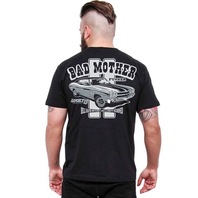 The Lucky 13 Bad Mofo t-shirt is a soft-spun heavyweight 100% cotton t-shirt. Features rib knit collar, shoulder to shoulder taping, cover seamed neck and double needle sleeves. There is a full print on the back and logo print on the front of the t-shirt. Lucky 13, to the good times!