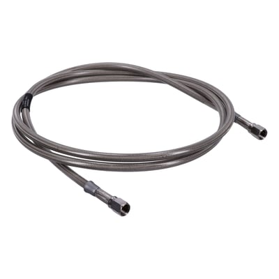 Pre-fabricated brake line kit with approval. Designed for use in all custom and stock applications. Manufactured with chrome plated (female 3/8"-24 AN-3) hose ends. 
Excellent pressure resistance. Brake line nipples are sold separately.
Note: Brake line length represents the brake line length from inverted flare hose end to inverted flare hose end, without adding the length of the hose end nipple. 
- Clear coated stainless steel. 
- 72" / 183 cm long
Note: Check your local MCS dealer or the MCS sales department for exact type of approval and validity on bike model and years on the test report.