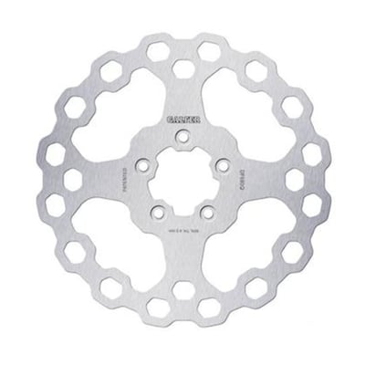 292mm (11.5"), 5mm thick, 56mm ID, 8mm (5/16") counterbored mount holes, 3.25" BCD. Mount style B. 
OEM replacement reference 44260-00, 44156-00 & 44360-00A. 
Note: All Galfer brake rotor designs are symmetrical. This allows left or right side installation without optical issues. 

Galfer Cubiq® discs are the lightest discs in the entire range, achieving a reduction of up to 40% compared to the original discs. They enhance cooling and ensure even wear of the brake pads, positioning themselves as the most "high tech" discs in the custom category. The floating version features a stainless steel core (AISI 420). Both have cathodic electrocoating treatment to prevent corrosion.