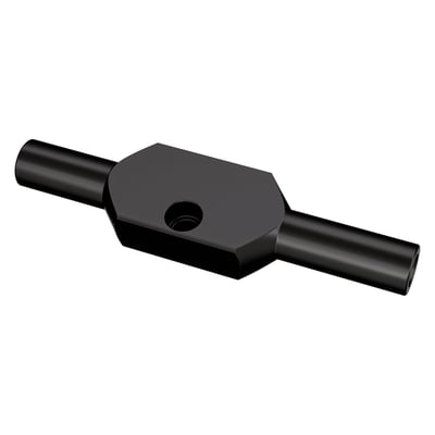 Used in front fork dual disc applications. 3/8"-24 threaded. Overall length 130mm x 32.5mm high.  Note: Banjo bolts and banjos are shown for reference only and are not included.