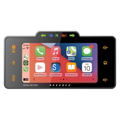 Upgrades from OEM Single DIN Audio to 7" LCD display. Compatible with OEM handlebar audio controls.

Highlights:

Retains OEM mounting hardware, no brackets or trim panel required 

Retains OEM AM/FM radio antenna, no antenna adapters required 

USB cable included, 21” long to install on either side of the fairing 

Handlebar controls built-in, no handlebar control module required 

IPx5 water-resistant faceplate, safe for all weather & washing 

7” High-Definition LCD with capacitive touch screen & RGB illumination 

Apple CarPlay with Siri & Android Auto with Google assistant

Bluetooth wireless connectivity for audio playback & control 

Video camera RCA input with 12v trigger & on-screen shortcut 

Microphone included, with wind muffler & 2-sided adhesive 

200w 4-Channel amplifier built-in, class A/B & 2-Ohm stable 

4-Volt RCA audio outputs for front, rear, & subwoofer amplifiers 

13-band digital equalizer with preset & custom settings built-in 

High pass crossover for front/rear speaker & RCA outputs 

Low pass & subsonic C subwoofer RCA output 

Customizable wallpaper / background (.jpg & .jpeg via USB) 

MP3/WMA/AAC/FLAC Audio playback via USB (64GB Max)