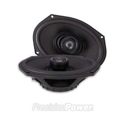 The 6" x 9" MAS size speakers are unique, with an inverted magnet construction, and the coaxially mounted tweeter housing helps with heat dissipation (Magnet relocated to the front of the speaker). Patent Pending design helps with thermal management for motorcycle applications to extract heat from the speaker through the front tweeter pod away from the saddlebag with ambient air. Diecast Aluminum tweeter housing draws thermal build-up away from the internal hidden neodymium speaker magnets. Traditional neodymium magnet speakers trap heat inside the saddlebag and that’s not what we wanted. You can say goodbye to damaging jackets or even worse speaker failure.
Highlights:
Manufactured with industrial grade materials optimized for harsh environments
Glass fiber reinforced ABS frame for impact absorption and thermal stability
Impermeable polypropylene cone is mechanically rugged and heat resistant
Midrange Notch Filter included for OE pod installation
Co-molded low-density santoprene surround chemically bonded cone
Titanium dome tweeter resists corrosion with high strength-to-density ratio
Low Mass Neodymium earth element magnets for maximum output
1.25" oxygen free copper voice coil on thermally absorbent aluminum former
1" titanium wide dispersion high output hemispherical dome tweeter
2-Ohm for stock replacement
Integrated 6dB high-pass crossover protects tweeter from harmful frequencies
92dB (1w/1m) SPL efficiency / 60-22kHz frequency response
100w RMS power rating / mounting depth: 2.25"
Note: order installation kit separately. For 14-24 Touring order 999383. For 98-13 Touring order 999385