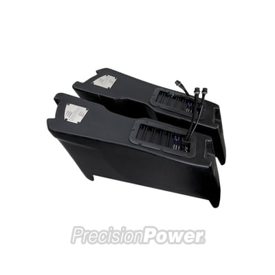 Are you looking to add bass to your Harley-Davidson without all the headaches of matching up an amplifier or, even worse, taking away the saddlebag structure’s integrity? Precision Power has created the SBW powered saddlebag drop-in subwoofer, a perfect marriage of the custom enclosure, subwoofer, and built-in digital amplifier that allows you to avoid complicated mathematics. You’ll love the powerful impact this enclosure adds to your favorite tracks, and you’ll rest easy knowing that you’re getting state-of-the-art performance from Precision Power.
The SBW saddlebag speaker comes equipped with a custom subwoofer paired with a passive radiator to increase bass response with a built-in 300-watt digital amplifier. Neodymium Magnet Motor enhances the subwoofer’s motors’ strength; it is also extremely light, which means more output and less weight. The sealed enclosure provides optimum sound quality, and the rugged rotational molded ABS plastic protects them wherever you ride or travel. High- and low-level adjustment switches allow you to connect it to any configuration, the system plug-n-plays behind either OE Harley-Davidson radios or even aftermarket Apple CarPlay & Android Auto replacement radio.
With all this new bass comes new technology… Well Sorta… The Product Development team came up with a solution to port bass coming from your saddles without destroying the structure of each saddlebag. Each subwoofer kit comes with ported grommets equipped with a unique membrane allowing sound to pass through while keeping the elements out. It’s specific technology all of you know and have experienced in sports earbuds; it’s the special membrane that’s the genius behind this product; you’re welcome.
Highlights:
Down-Firing subwoofer enclosure made of industrial grade ABS
Class-D subwoofer amplifier with fault protection built-in
Enclosure made of industrial grade ABS (Rotomolded)
Waterproof quick-disconnect plugs for easy install/removal in the saddlebag
Custom active subwoofer with low-frequency added passive radiator
Waterproof hydrophonic grommet membrane included
Plug-n-Play harnesses included for stock or aftermarket radio
Note: see 999388 for right side SBW saddlebag subwoofer
