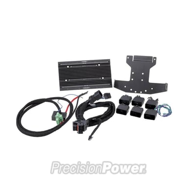 This kit allows you to install the Precision Power MAA4.400 (MCS 999394) compact-chassis amplifier in 2014-up Touring motorcycles. Kit includes everything you need to install your new amp, including wiring harnesses, power/ground, Boom Audio bypass plugs, and adapters for lower front and Tour-Pak speakers. You’ll even get mounting hardware.

Highlights:

Brackets for amp installation in Road Glide & Street Glide fairings

T-Harness for plug-n-lay integration to stock wire harness

High-Level input & speaker output connectors for MAA4.400 (MCS 999394)

8ga power & ground wire with in-line fuse holder included

Power & ground wire connector pre-wired for MAA4.400 (MCS 999394)

Wire harness accommodates installation to alternative amplifiers

CVO™  / Boom Audio™  amplifier by-pass plugs included