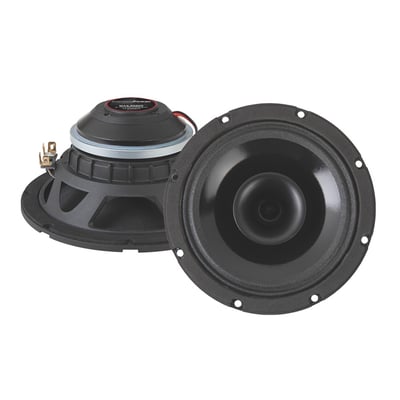 MAS speakers are created explicitly for Touring motorcycles. These strong, weather-resistant coaxial speakers fit right into the factory fairing and Tour Pak locations and pack plenty of impact in their compact frame.
Highlights:
MAS.802HT: 200w RMS, 400w MAX, 95dB SPL, 80-22kHz Frequency Response
Manufactured with industrial grade materials optimized for harsh environments
Glass fiber reinforced ABS frame for impact absorption and thermal stability
Low Mass Neodymium earth element magnets for maximum output
Polypropylene coated paper cone for extreme performance & water resistance
Titanium ring radiator tweeter increases efficiency & high-frequency transients
Integrated horn & phase plug improve high-frequency dispersion patterns
1.75” Oxygen free copper voice coil on thermally absorbent aluminum former
Bi-Amp Input Terminals for Tweeter, Jumper Included for Standard Operation
Powder coated black metal grills included
Integrated 12dB high-pass crossover protects tweeter from harmful frequencies
Mounting depth: 4"