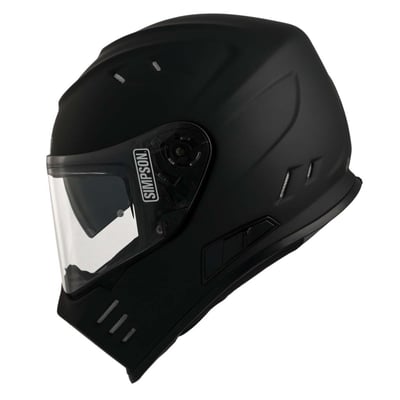 The Simpson Venom is a full-face helmet with a sharp aggressive look, which at the same time offers a lot of comfort. The ultra-light but very strong outer shell of the helmet is made of in Tri-composite blend, compound of carbon, Kevlar and fiberglass. The inner lining is removable and washable. The shell has been aerodynamically tuned for motorcycle riding, and is fully ventilated for maximum airflow. The helmet has a scratch-resistant and anti-fog visor and the integrated sun visor also protects you against a low-hanging, blinding sun. The Venom is prepared for a Bluetooth headset, double-D chin strap closure and the helmet is ECE 22.06 approved.