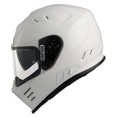 The Simpson Venom is a full-face helmet with a sharp aggressive look, which at the same time offers a lot of comfort. The ultra-light but very strong outer shell of the helmet is made of in Tri-composite blend, compound of carbon, Kevlar and fiberglass. The inner lining is removable and washable. The shell has been aerodynamically tuned for motorcycle riding, and is fully ventilated for maximum airflow. The helmet has a scratch-resistant and anti-fog visor and the integrated sun visor also protects you against a low-hanging, blinding sun. The Venom is prepared for a Bluetooth headset, double-D chin strap closure and the helmet is ECE 22.06 approved.