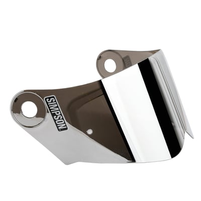 Simpson helmet shields are offered in clear as well as stylish and functional tints. When ordering a shield for your motorcycle helmet, keep these considerations in mind. Clear shields are generally used for night or very low light conditions. Amber shields provide a minimal amount of tinting that's ideally suited to overcast weather. High definition blue was first used by desert racers in dusty condition, but similarly to the amber shields it helps enhance contrast in cloudy conditions. Tinted shields can help to eliminate glare during daytime riding. Some people find that mirrored shields block even more sunlight than tinted shields and Iridium shields provide the most protection from both sunlight and glare.