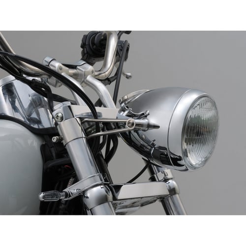 Bracket for 'vintage' headlamp. 41mm fork tubes. Polished ss