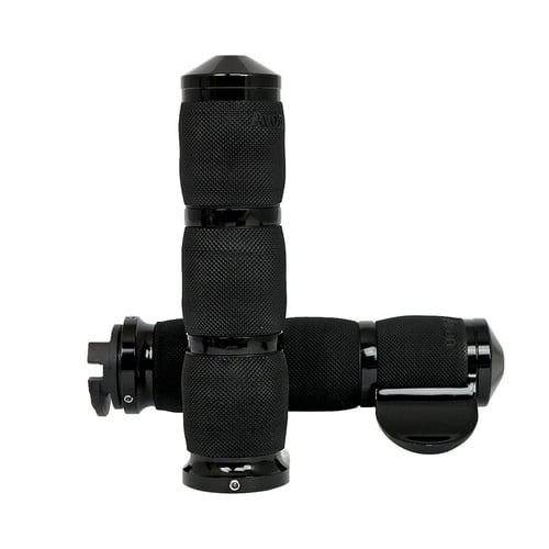 Avon air cushioned grips black anodized w/throttle boss