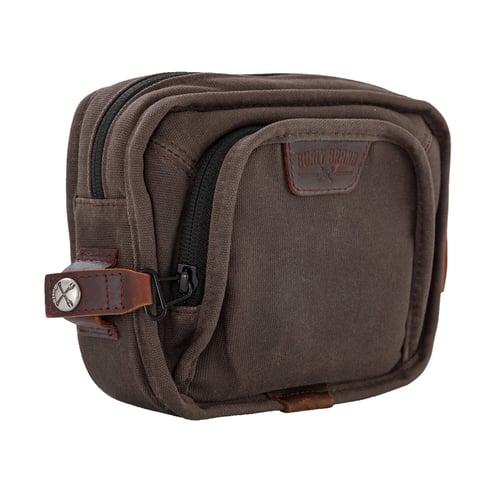 Burly Voyager handlebar bag, dark oak wet waxed canvas